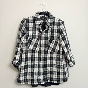 Zara Plaid Tweed Button Down Shacket
